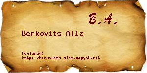 Berkovits Aliz névjegykártya